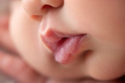 A close up of a baby's tongue.