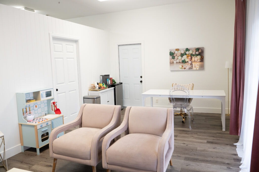 Modern playroom with chairs and toys